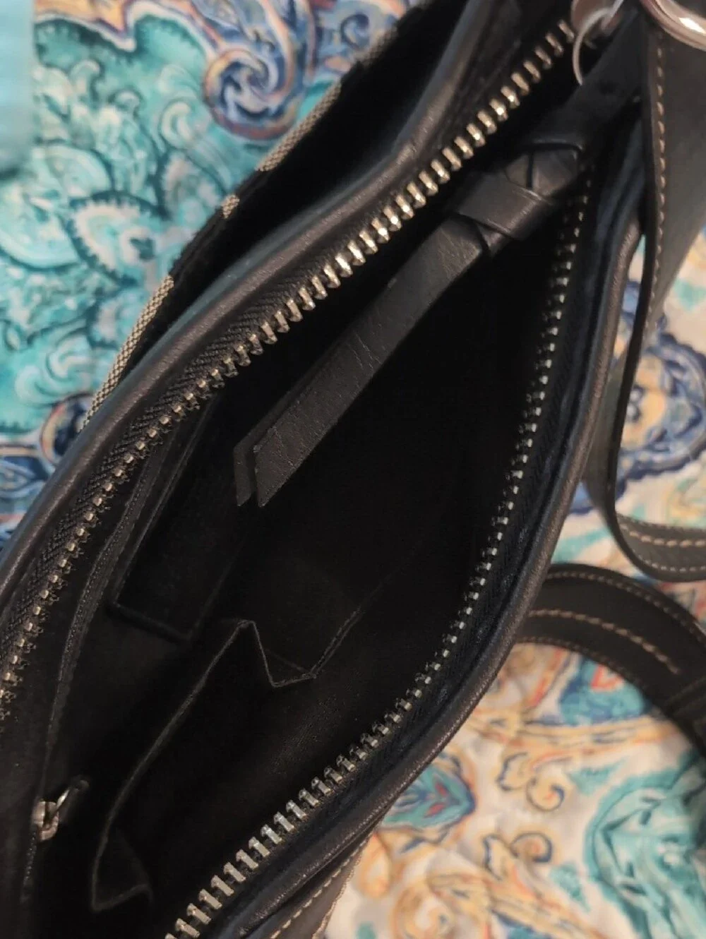 Coach Black and Gray Signature Canvas Shoulder Bag